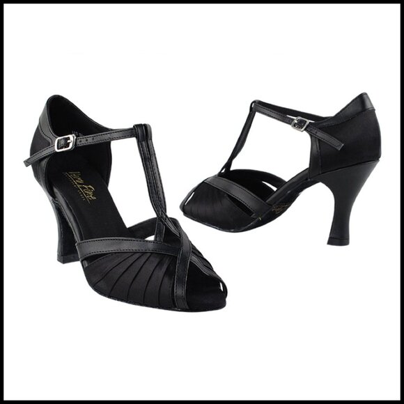 Elegant Stiletto Heel Dance Shoes Satin Suede Sole Strapped Pumps Latin Ballroom
